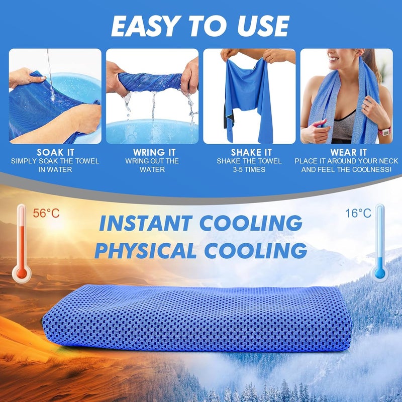 CASITE Cooling Towels for Neck and Face - 12Pack 47x12 Inch Ice Cold Microfiber Towels, Soft & Breathable Cooling Towel for Hot Weather, Sports, Yoga, Workout, Running, Golf, Camping - Image 3